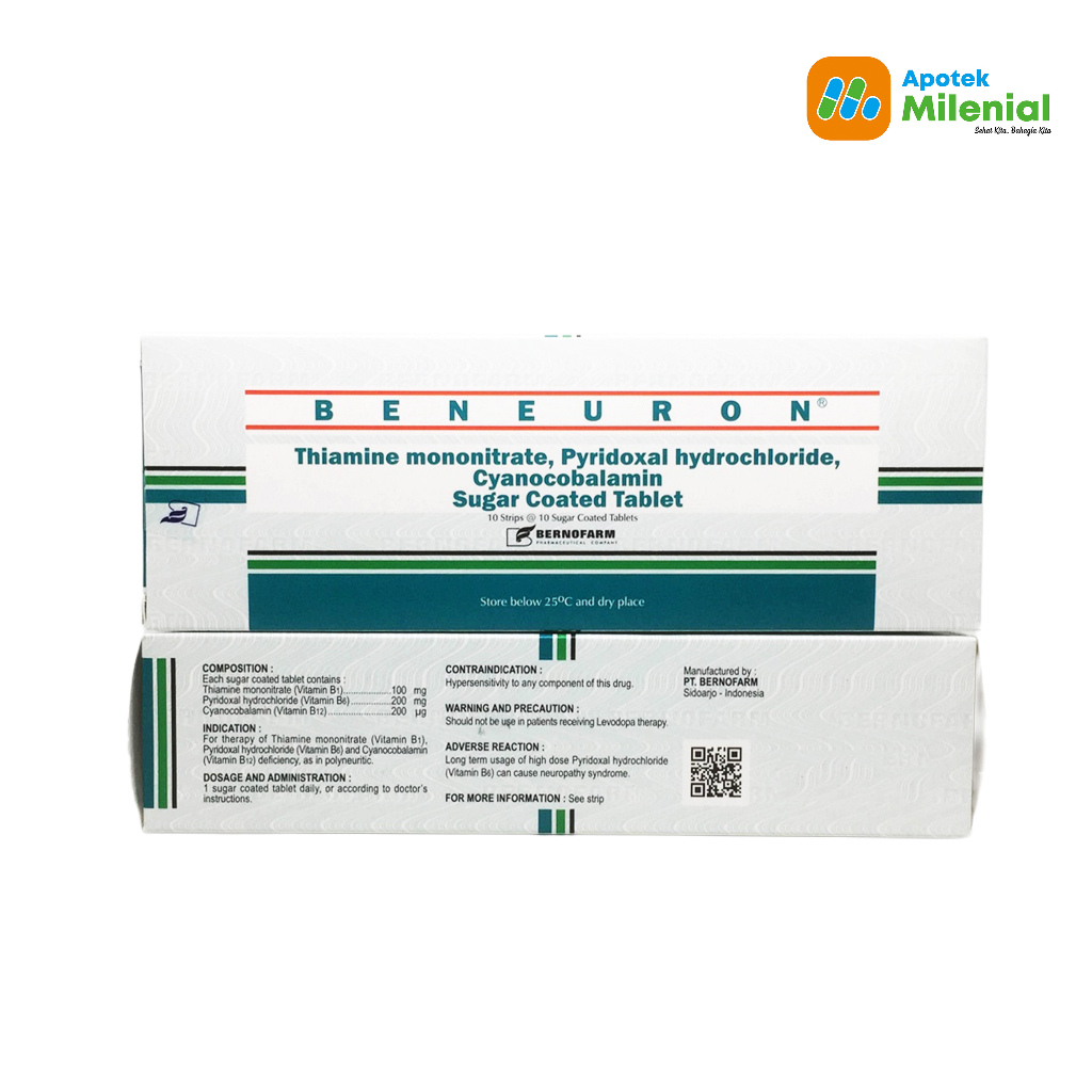 Jual Beneuron Vitamin B1, B6, B12 Isi 10 Tablet Harga STRIP | Shopee ...