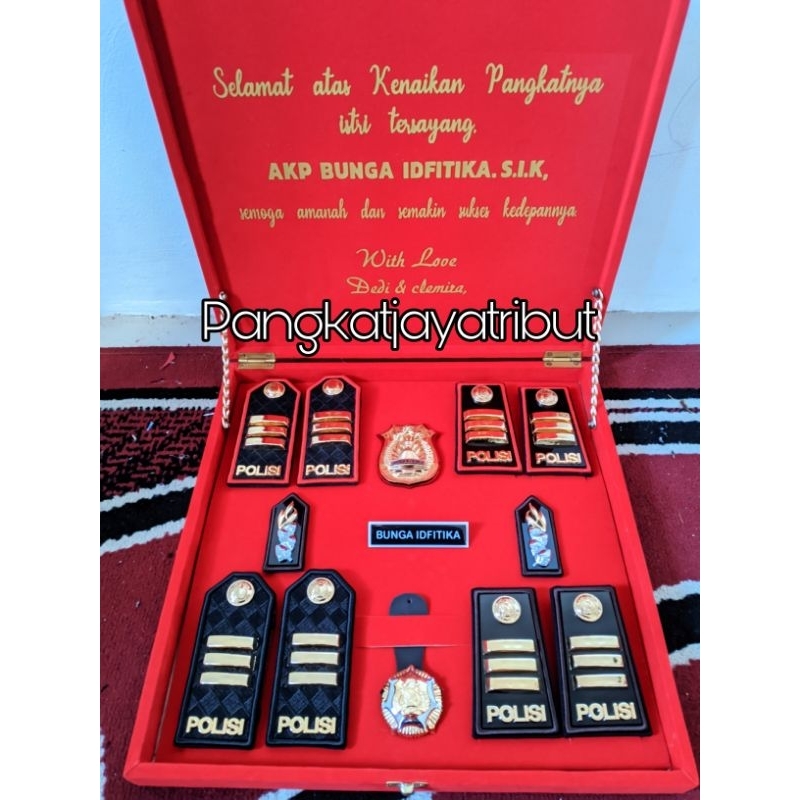 Jual Pangkat Akp Pdh Pdu Set Box Costum Ucapan Perlengkapan Polri Shopee Indonesia