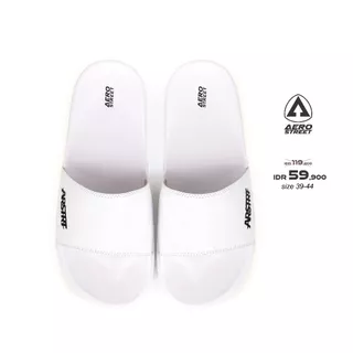 Aerostreet 39-44 Eros Putih Putih - Sandal Sendal Selop Slip On Casual Pria Wanita Aero Street 22ABA0