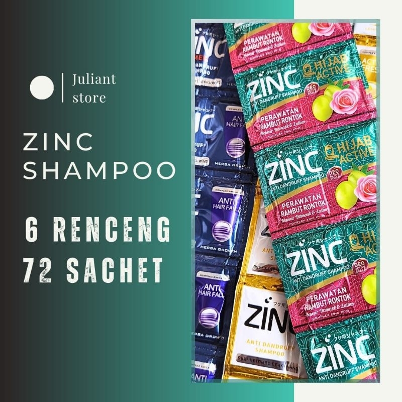 Jual Shampo ZINC kemasan Sachet 10 ml (PAKET 6 RENCENG/72 SACHET ...