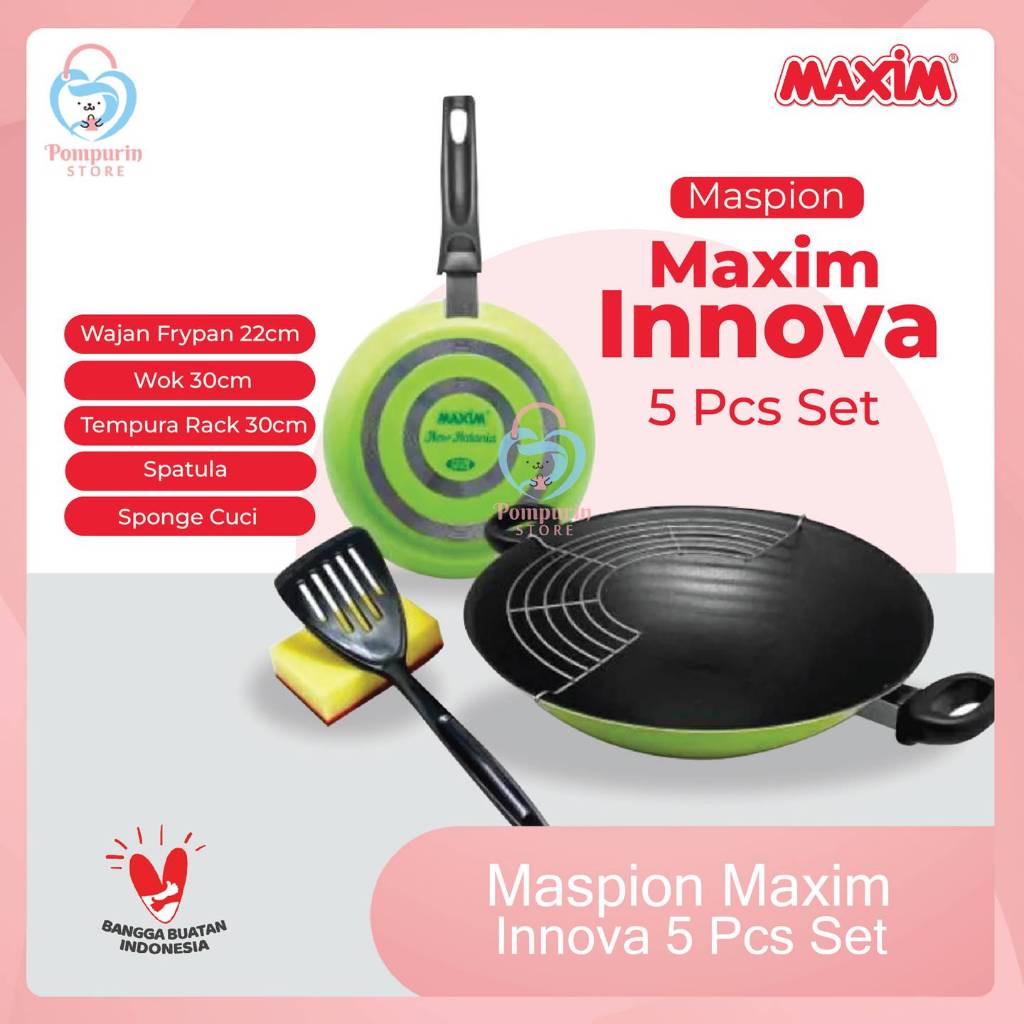 Jual MASPION Maxim INNOVA 5pcs Set - Wajan Frypan Wok Cookware Set ...