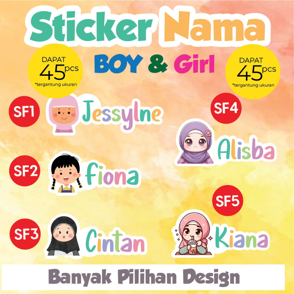 Jual Stiker label nama FACEKIDS anak Sticker buku anak sticker pensil