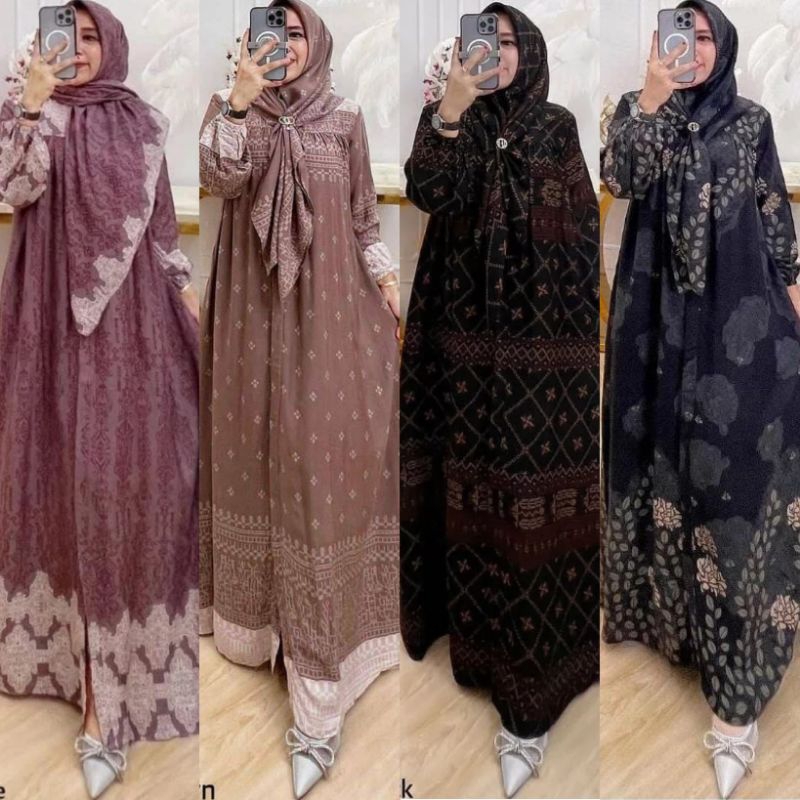 Jual gamis raya rayon viscose premium GRATIS HIJAB ld 120 | Shopee ...