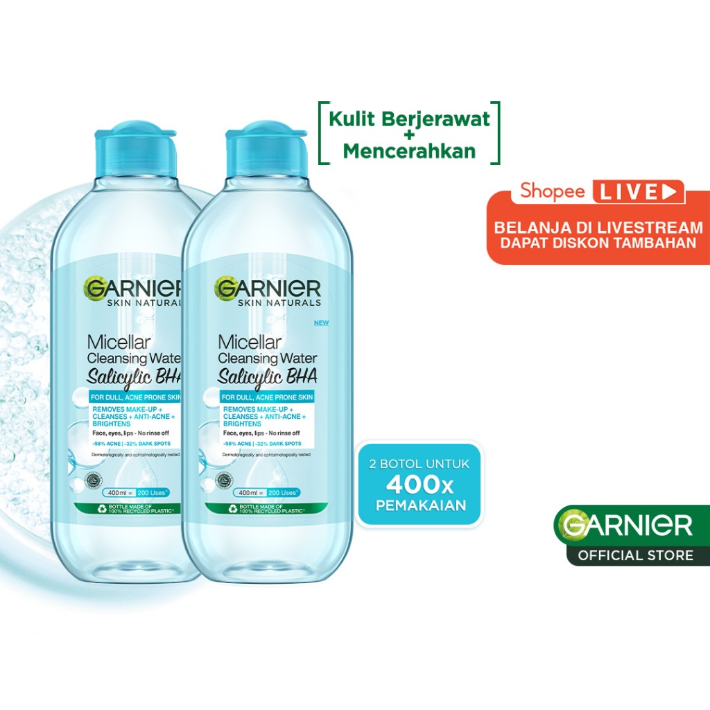 Jual [PAKET HEMAT ISI 2] Garnier Micellar Water Salicylic Blue Skincare