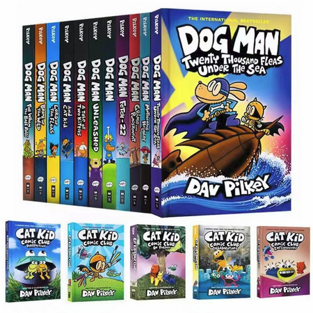 Jual TERBARU Dogman and Cat Kid Series 18 books - Hard Cover