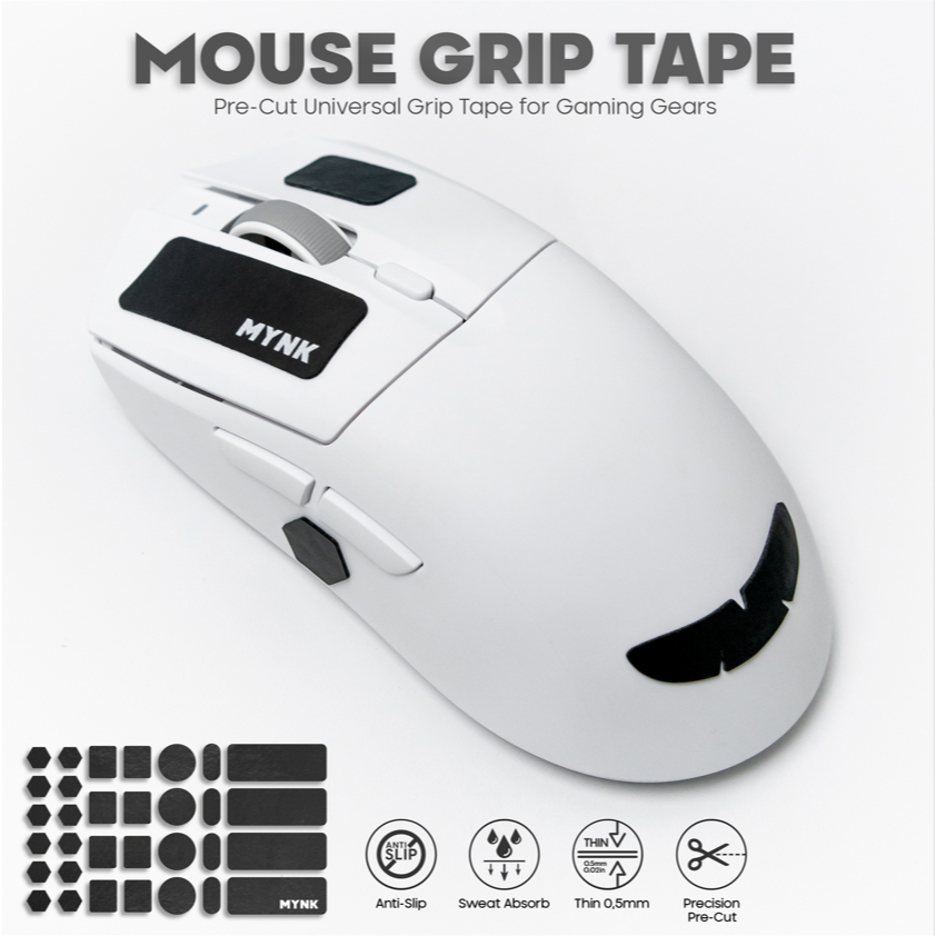 ZhouWei Nastro Antiscivolo Per Mouse – Grip Tape In PU, Assorbe Il Sudore, Adesione Forte, Per Giocatori E Uso Quotidiano, Nero 11x9.6x0.7cm