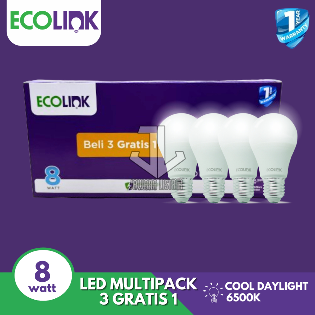 Jual ECOLINK LED BULB LAMPU PAKET BELI 3 GRATIS 1 8 WATT PUTIH Shopee Indonesia