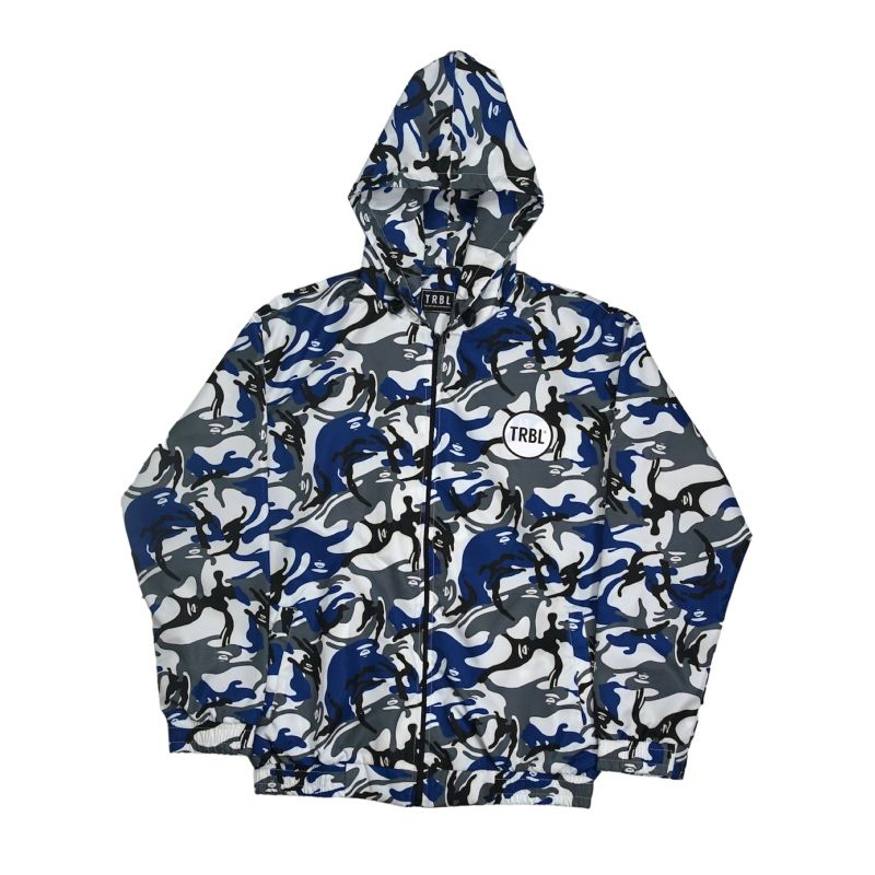 Jual TRBL Jacket Hoodie Zip Joheun Water Resistant - Equator Blue ...