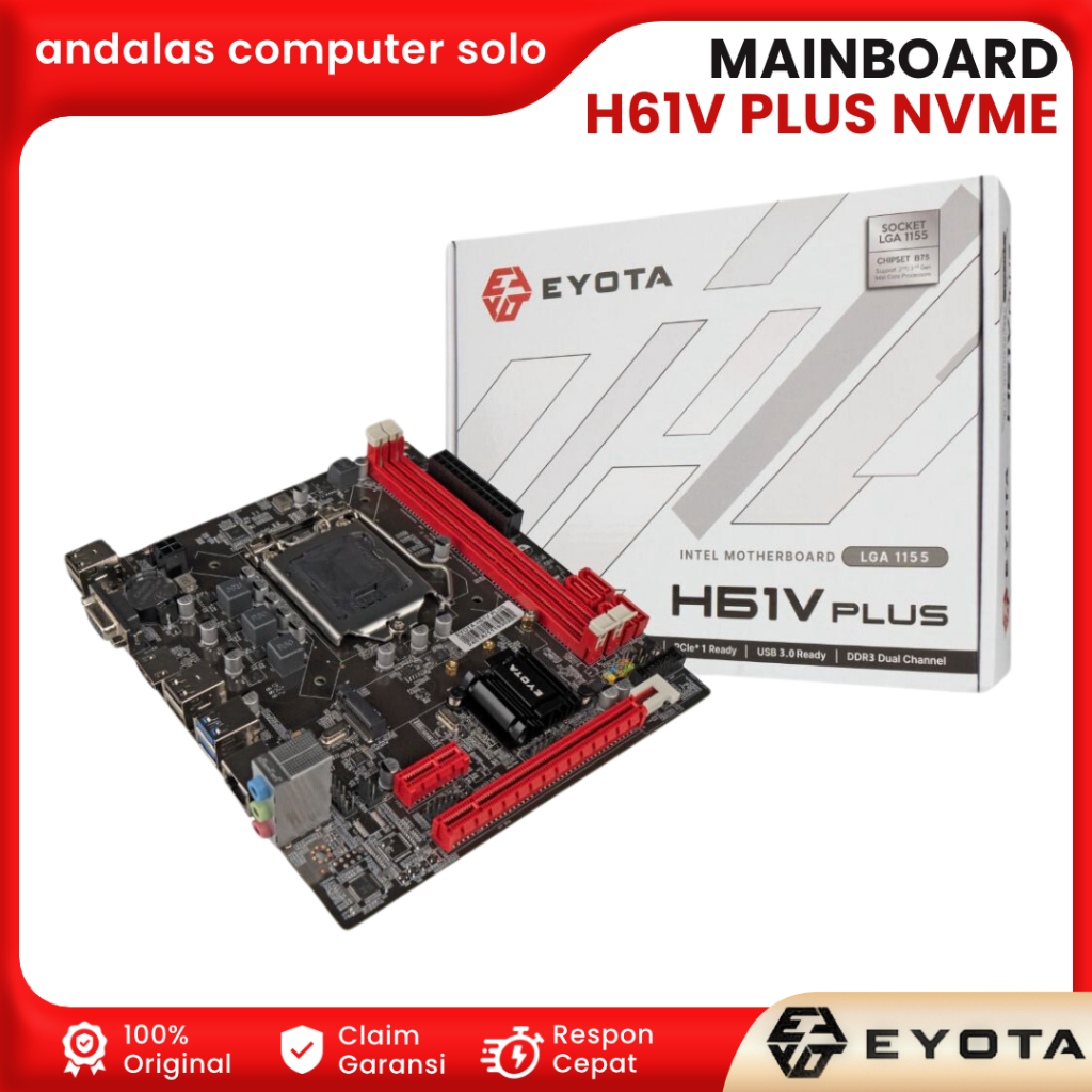 Jual MOTHERBOARD MOBO MAINBOARD EYOTA H61 PLUS USB 3.0 NVME SOCKET 1155 ...