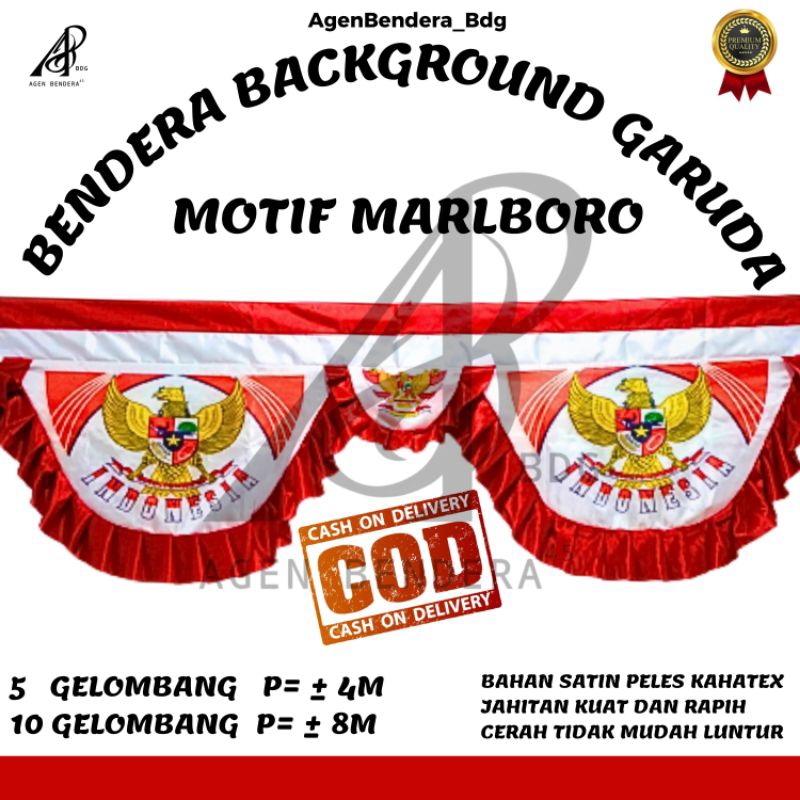 Jual Bendera Background Garuda Motif Marlboro 10 Gelombang Bekron Merah ...