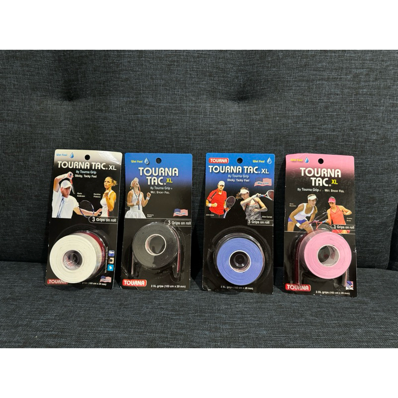 Tourna Tac Tennis Grip - Tacky Feel 3-Pack Black X-Large With Finishing Tape