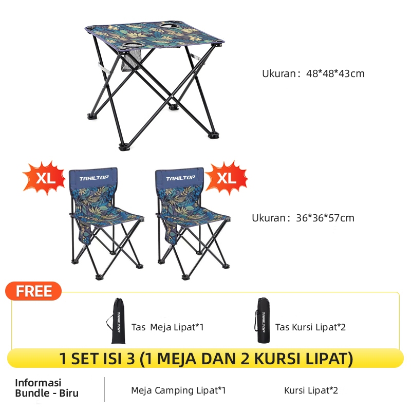 Jual Ready Trailtop Kursi Lipat Dan Meja Paket Meja Lipat Camping Kursi Lipat Outdoor Shopee