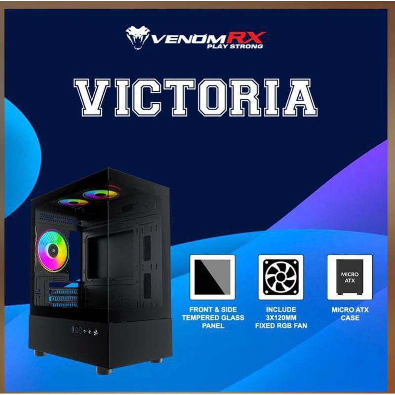 Jual Casing PC Gaming VenomRX Victoria Free 3 Fan RGB Micro ATX ...