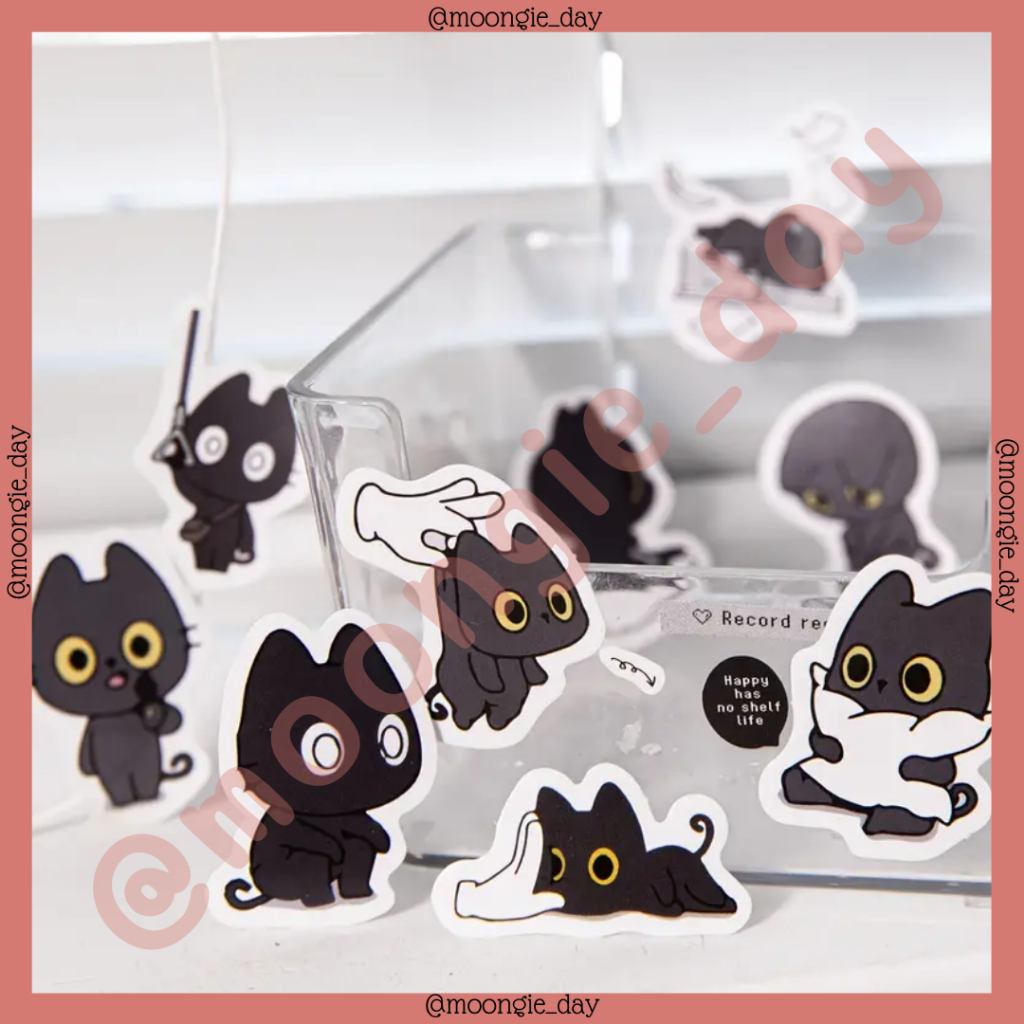 Jual 40-45 PCS/BOX STIKER KERTAS TEMA MICHIEVOUS BLACK CAT KUCING HITAM ...