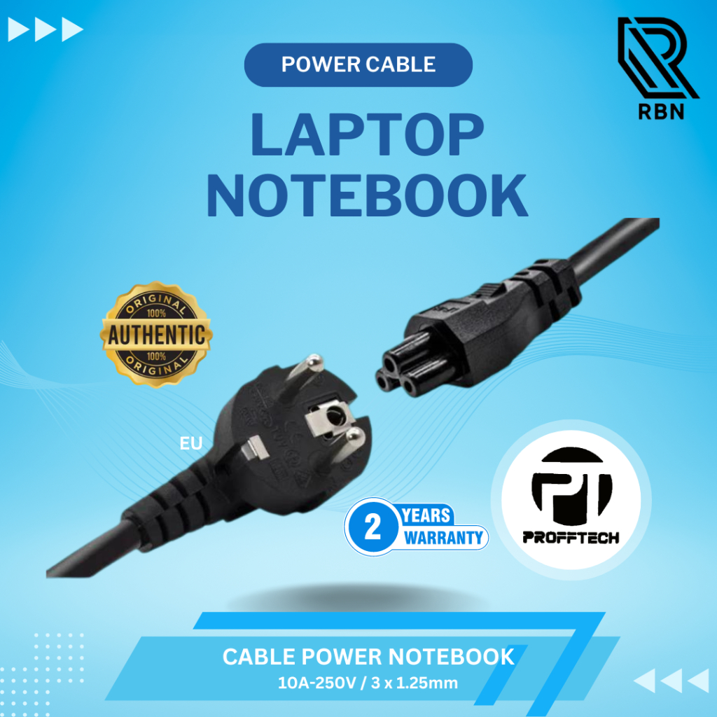 Jual KABEL POWER CABLE NOTEBOOK 1,8 METER ProffTECH. 3 x 1,25 mm ...