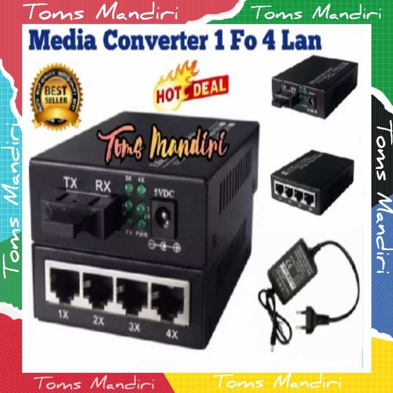 Jual Media Converter Fiber Optic 1 Port FO 4 Lan RJ45 | Shopee Indonesia