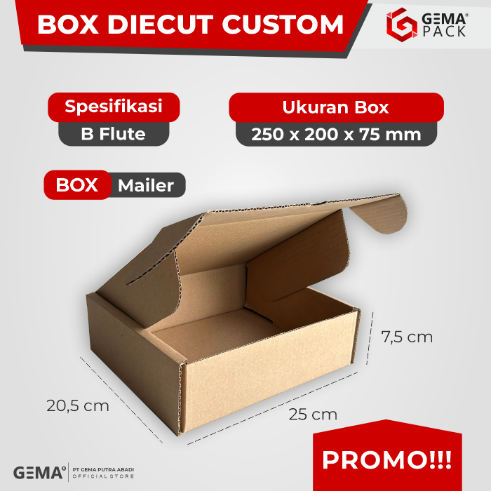 Jual Box Custom Dus Mailer Bahan Kardus Ukuran 25 x 20 x 7,5 cm ...