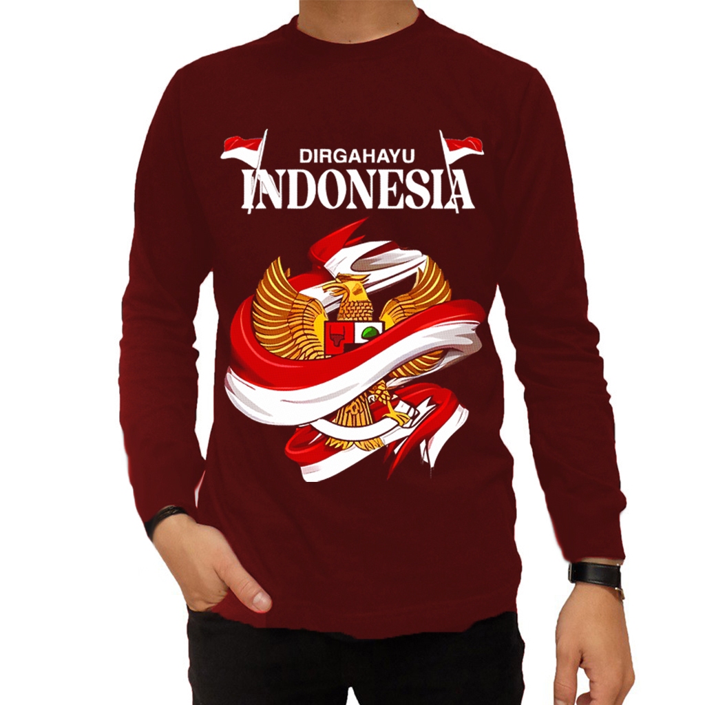 KAOS LENGAN PANJANG PRIA DISTRO 17 AGUSTUS MERDEKA HUT 79 BAJU KEREN TERBARU 2024 DEWASA