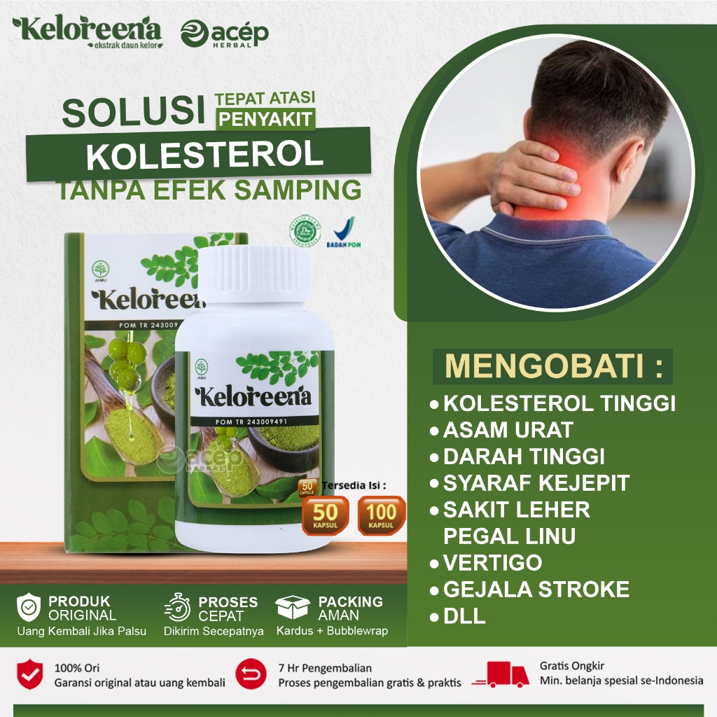 Obat Kolesterol Dan Asam Urat Darah Tinggi Syaraf Kejepit Sakit Pinggang Rematik Keloreena Asli BPOM