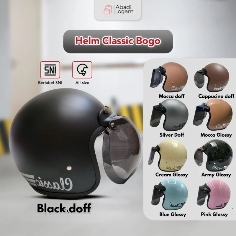 BIVI Helm Bogo Classic Dewasa Original SNI Pria dan Wanita Cepol Retro Style All Size