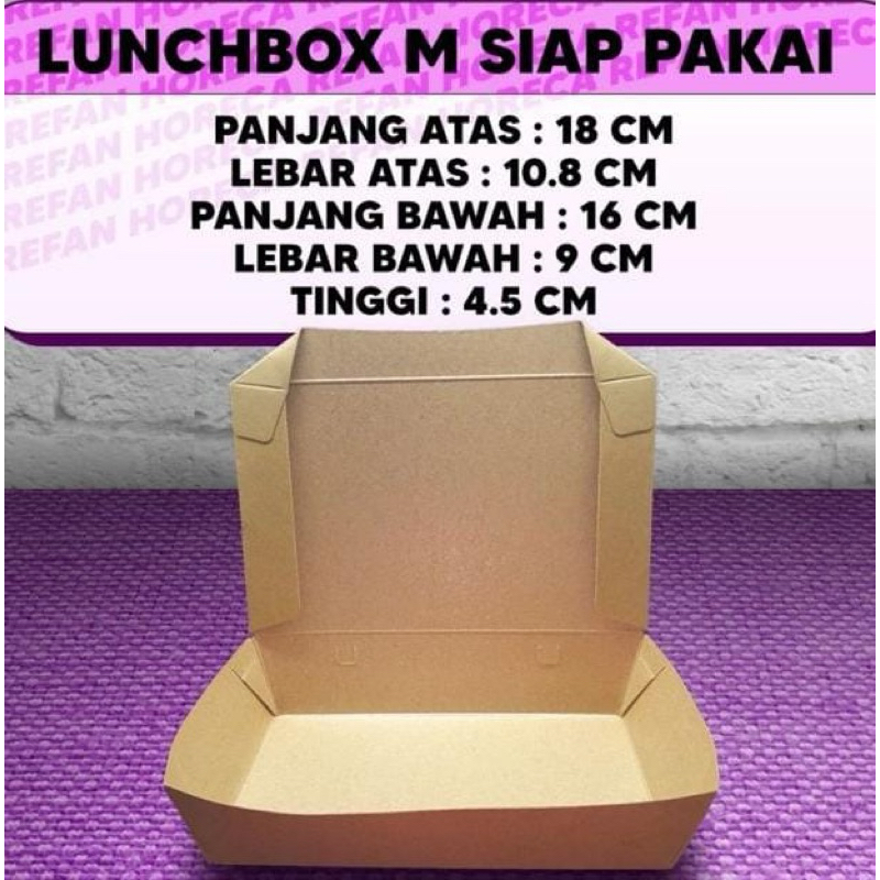 Jual Peper Lunch Box Coklat siap pakai bahan KRAFT Full Laminasi Size M ...