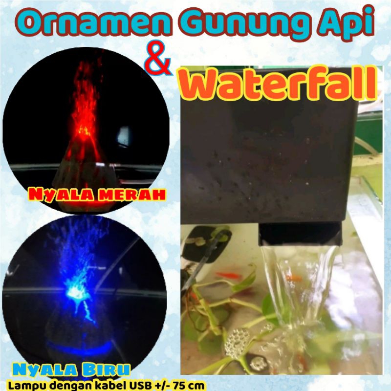 Jual Ornamen Aquarium Gunung berapi dan waterfall mini untuk box fiter ...