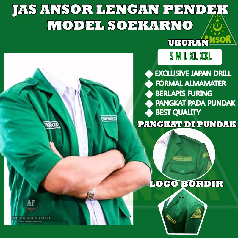 Jual Jas Ansor Lengan Pendek Jas Model Soekarno GP Ansor NU | Shopee