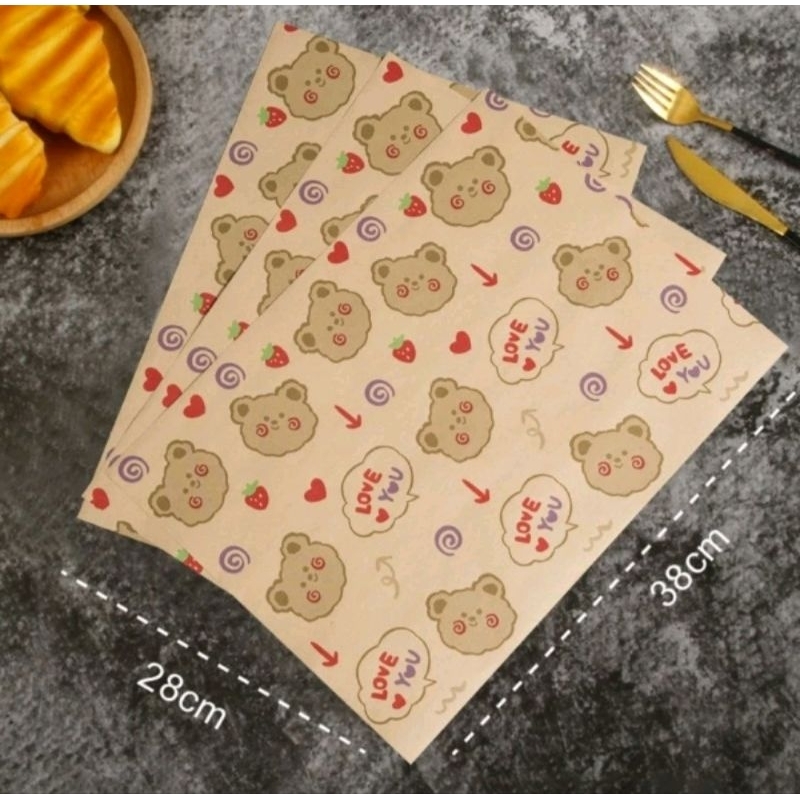 Jual Kertas roti motif / wax paper / baking paper motifUK 28x38cm - 25 ...