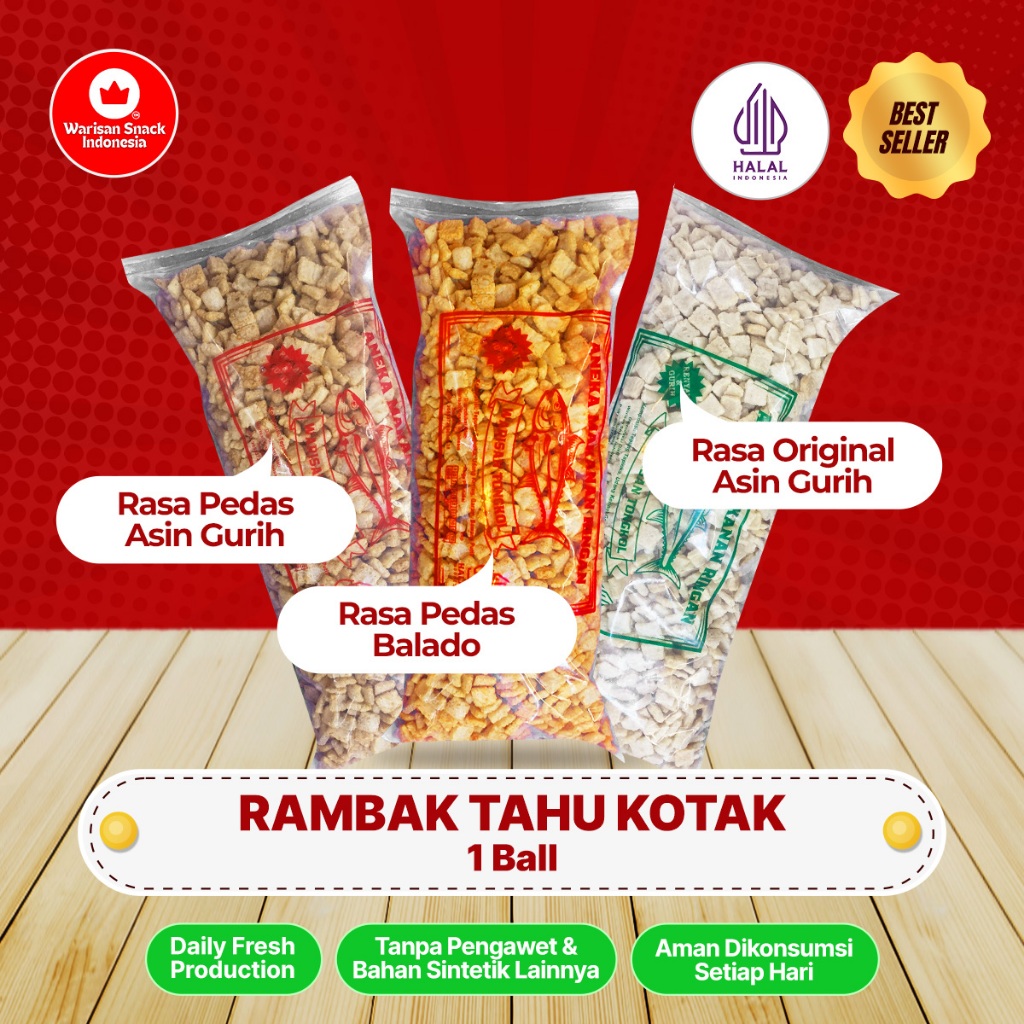 Jual (1/2 Ball) KERUPUK RAMBAK TAHU KOTAK WARISAN SNACK INDONESIA ...