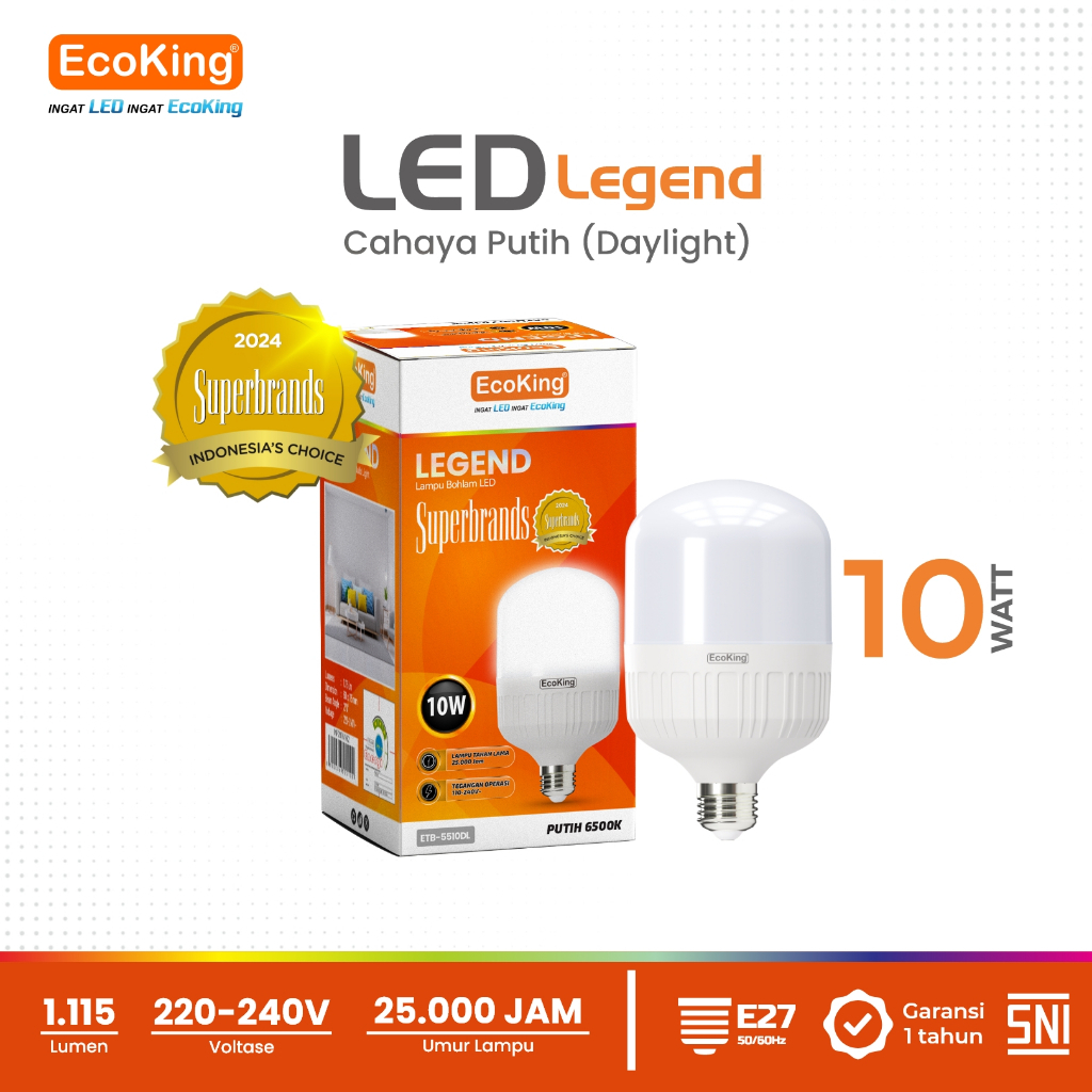 Jual Lampu Bohlam Led Rumah Ecoking Legend W Cahaya Putih Shopee Indonesia