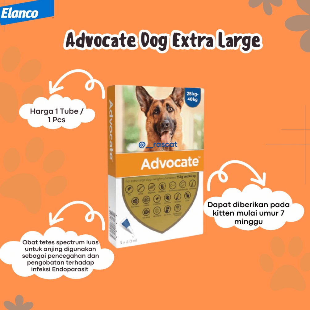 Jual KODE E43P Advocate Dog Extra Large 254 Kg Obat Kutu Anjing 1 Tube ...