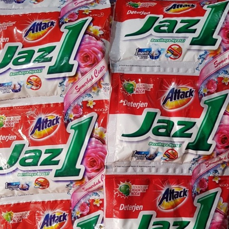 Jual ATTACK JAZ1 DETERGEN 1 Renceng isi 6 Sachet 40gram Semerbak Cinta ...
