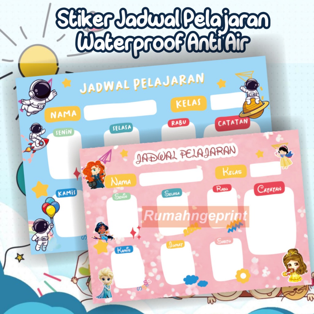 Jual poster jadwal pelajaran custom nama art paper 260 shopee indonesia