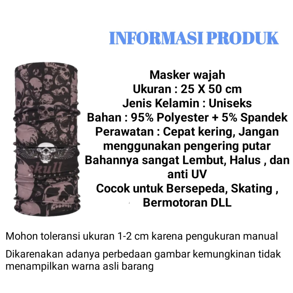Jual MASKER BAF HITAM DAN MOTIF TENGKORAK DAN MOTIF BERWARNA | Shopee ...