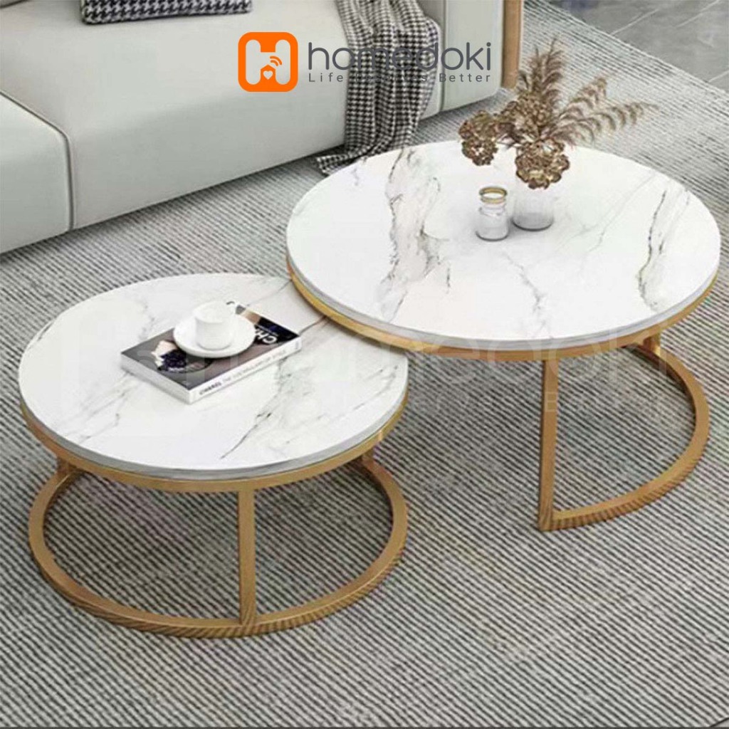 Jual Homdoki Meja Tamu Minimalis Marmer/Meja Ruang Tamu/Meja Aesthetic