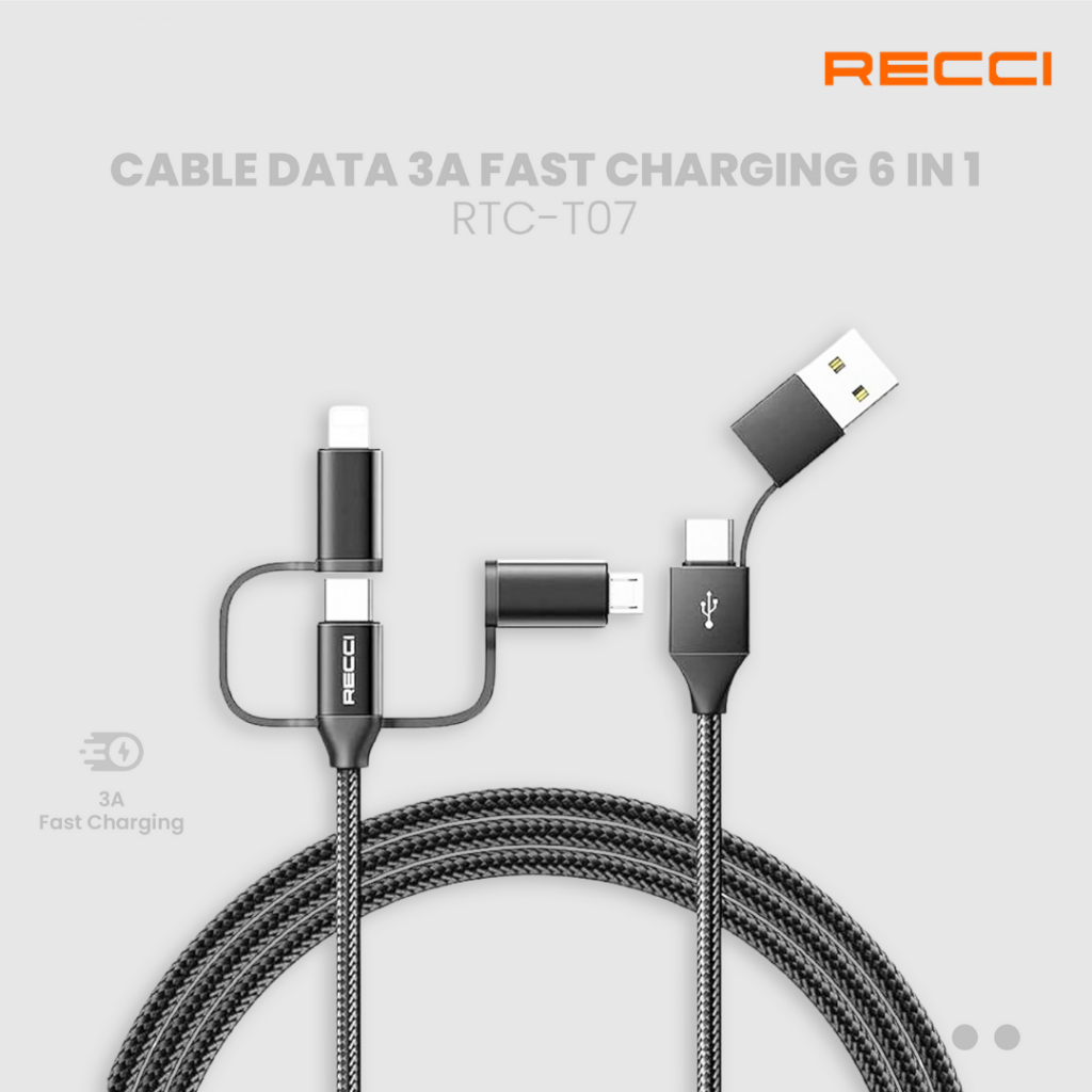 Jual Cable Data recci 6 in 1 RTC-T07 Black | Shopee Indonesia