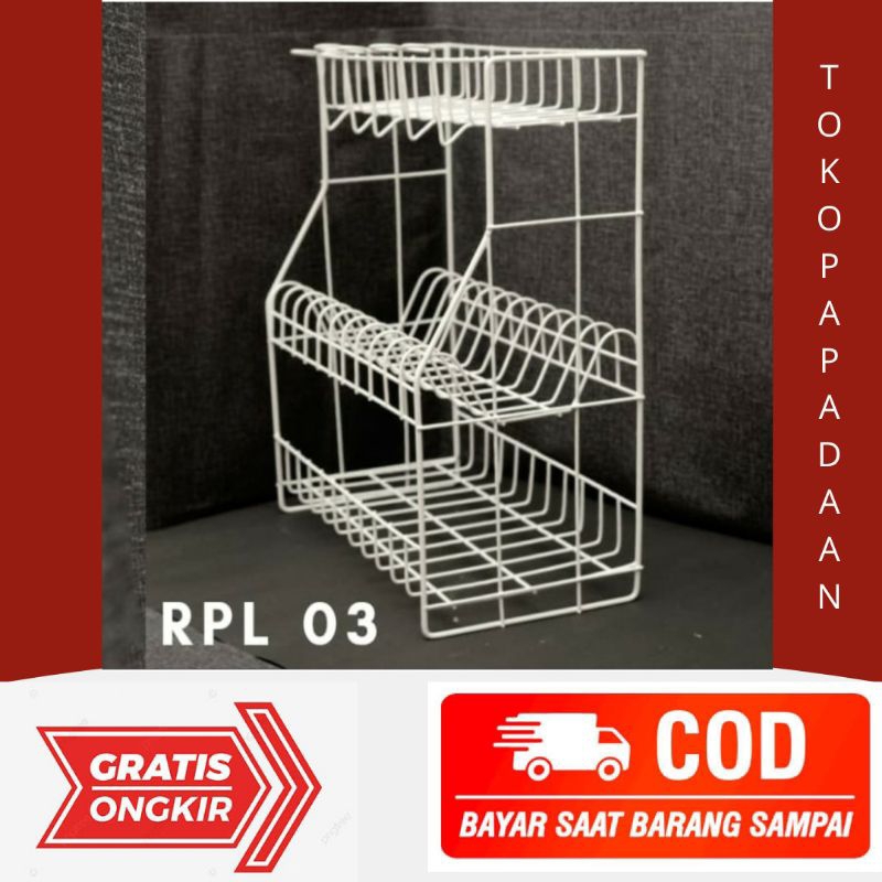 Jual Rak Piring RPL03 / rak piring serbaguna / rek piring besi 3 susun ...