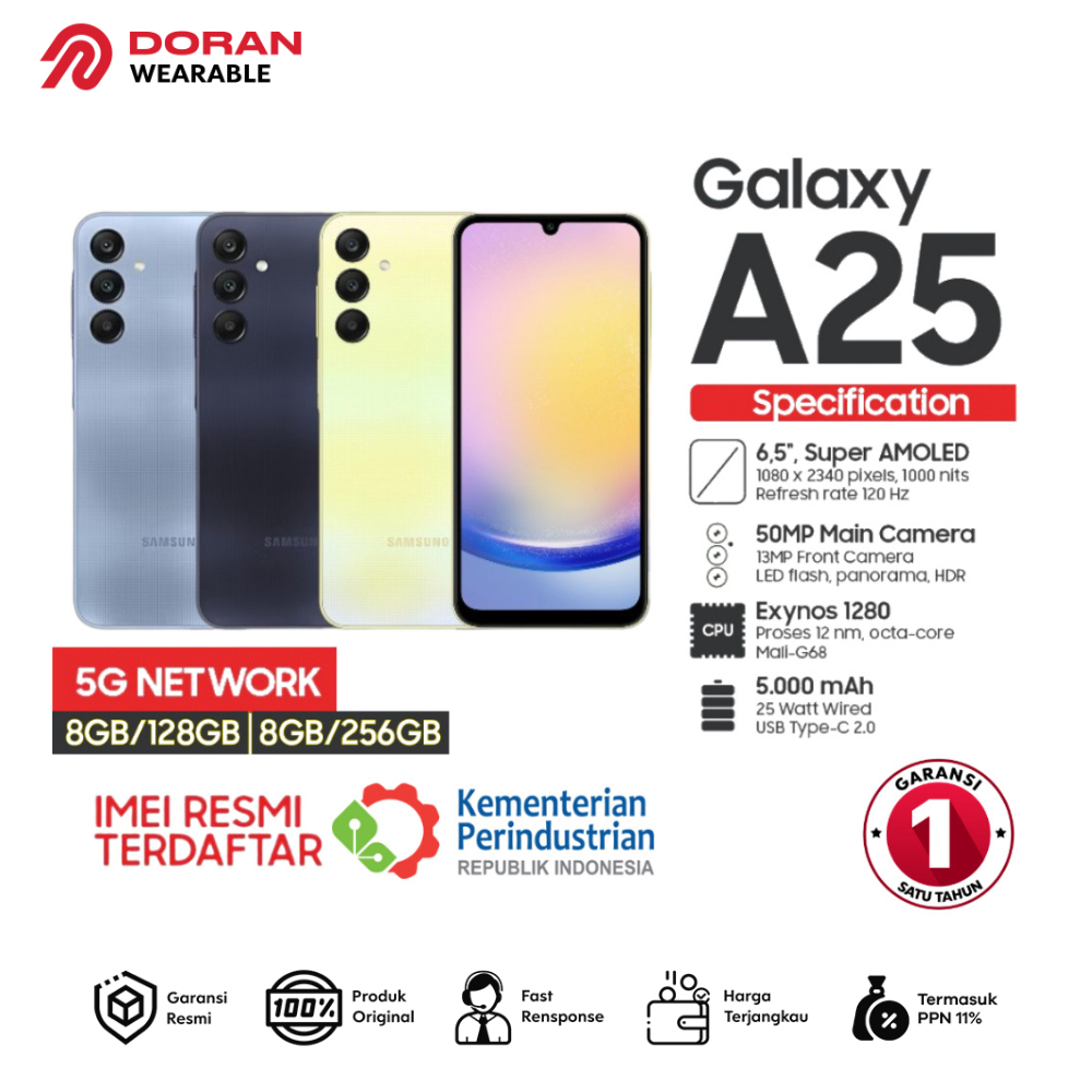 Galaxy A25 5G 128 GB Black dari sudut yang berbeda