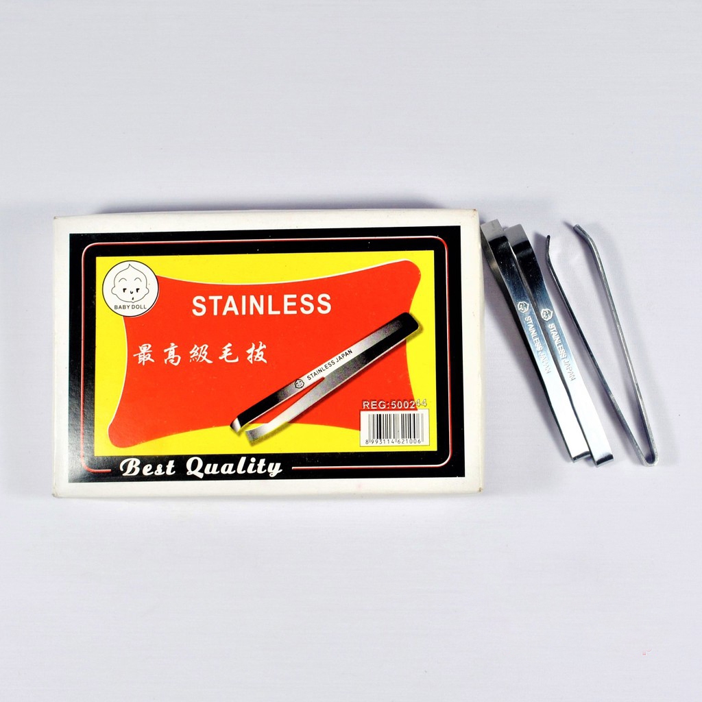 Jual (1 Box 20 Pcs) Pinset Stainless Steel Tebal Multifungsi / Pinset ...