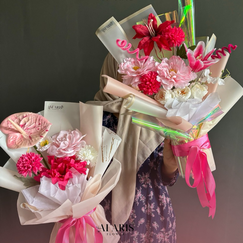 Jual buket bunga artificial | buket graduation, buket ulang tahun ...