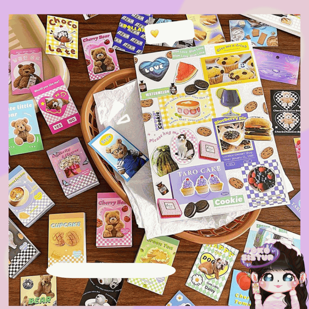 Jual (TS) PERSEGI STIKER 50Pcs Retro Sticker Deco Cute DIY Buku Jurnal ...