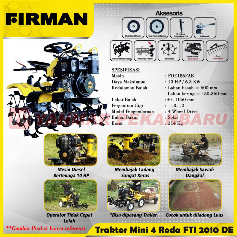 Jual Traktor / Tractor 4 Roda Mini FIRMAN FTI-2010DE | Shopee Indonesia