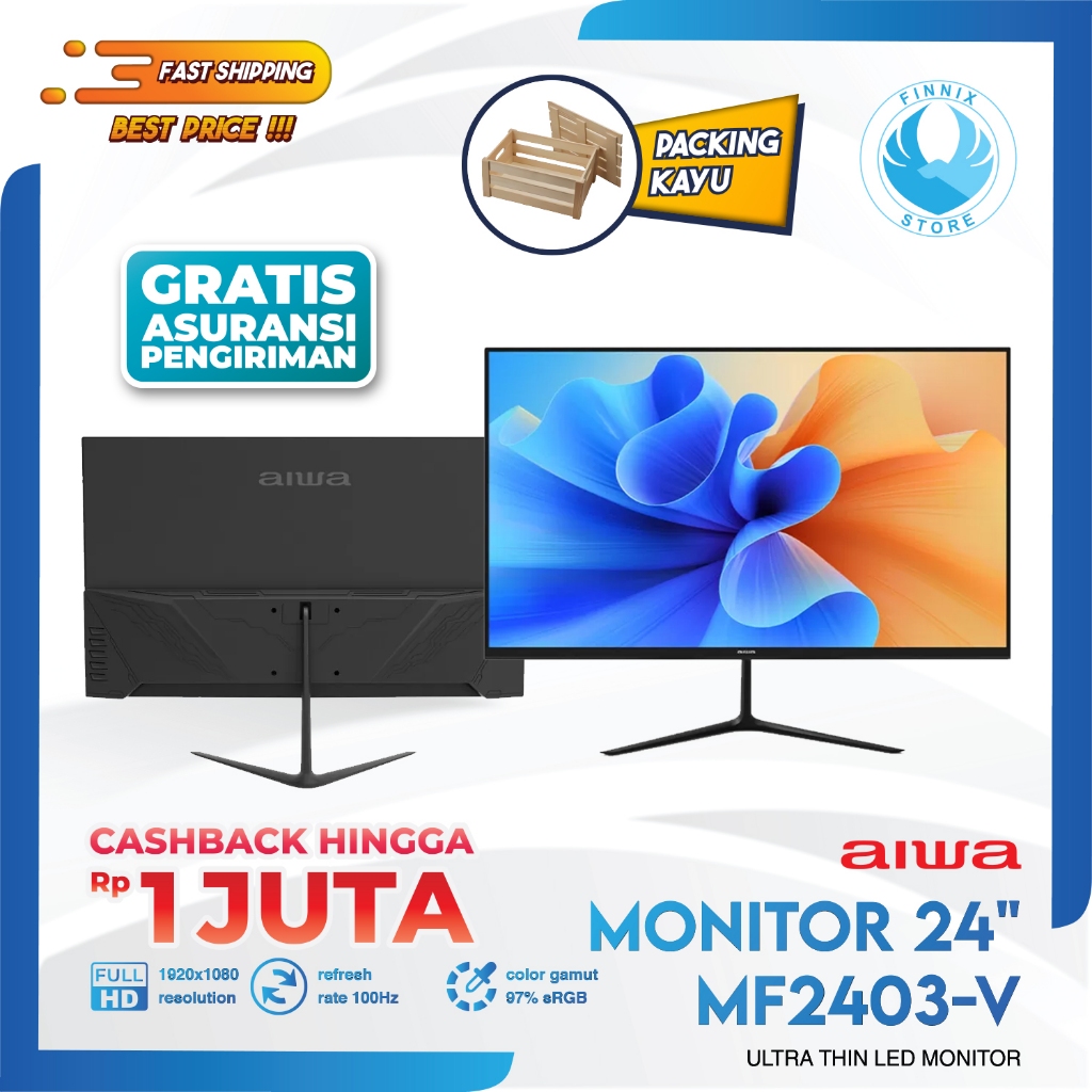 Jual (+Packing Kayu) Aiwa Monitor LED MF2403-V 24" Inch IPS VGA FHD 5ms ...