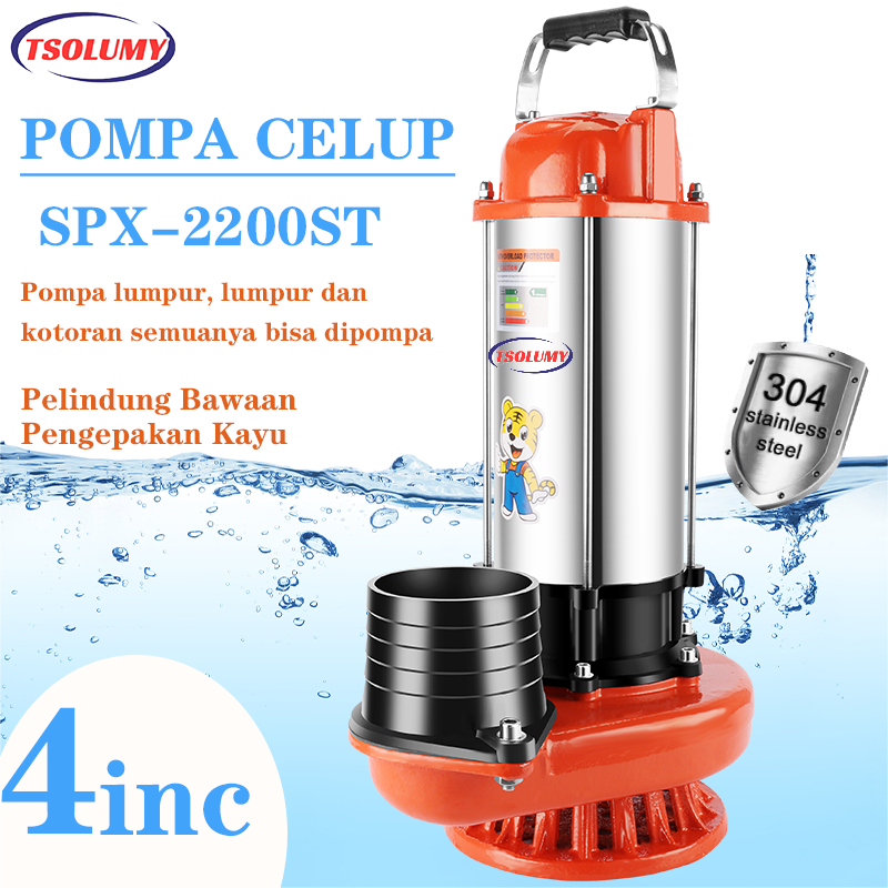 Jual Pompa Celup Air Kotor 2200W Stainless Submersible Pump 4' TSOLUMY ...