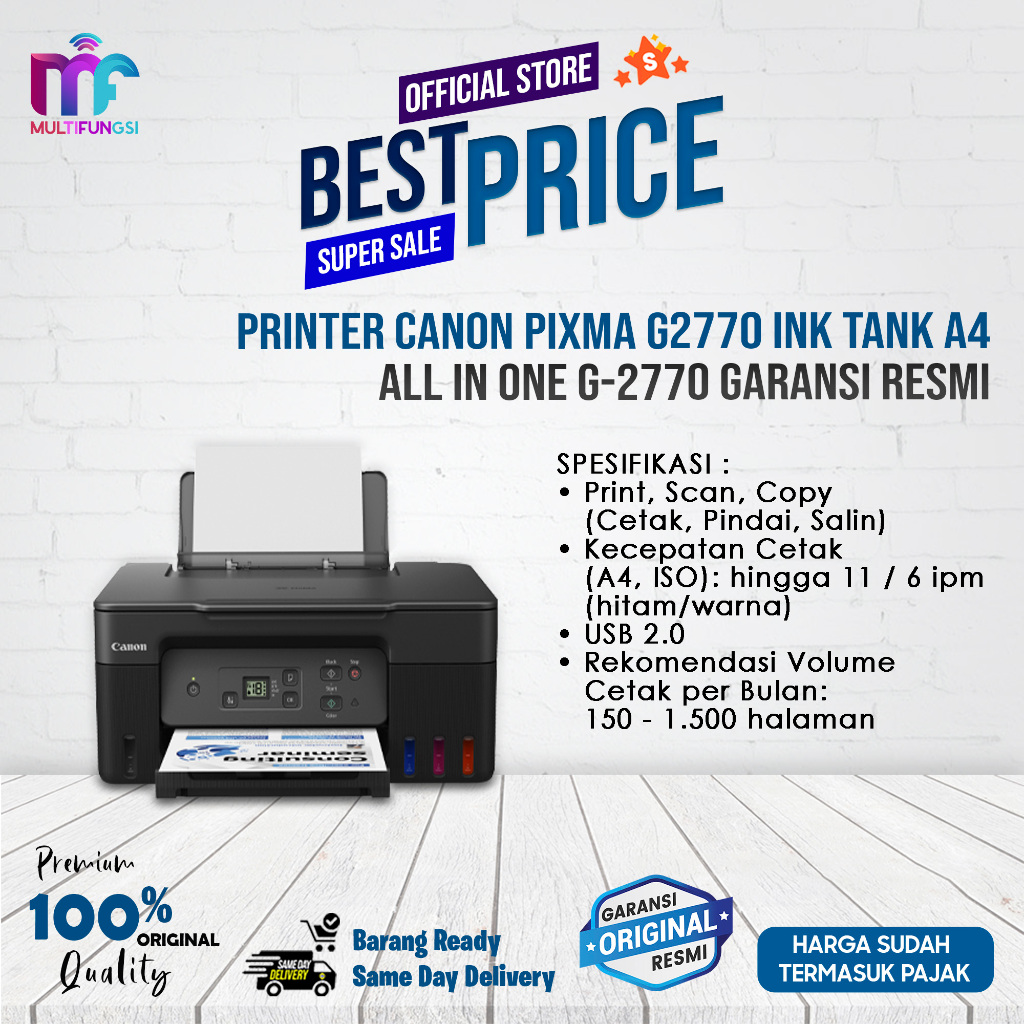 Jual Printer Canon Pixma G2770 Ink Tank A4 All In One G-2770 Garansi ...