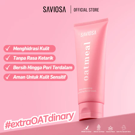 SAVIOSA Oatmeal Facial Wash 100 ml Sabun Cuci Muka Untuk Kulit Kering dan Sensitif | Gentle Low PH