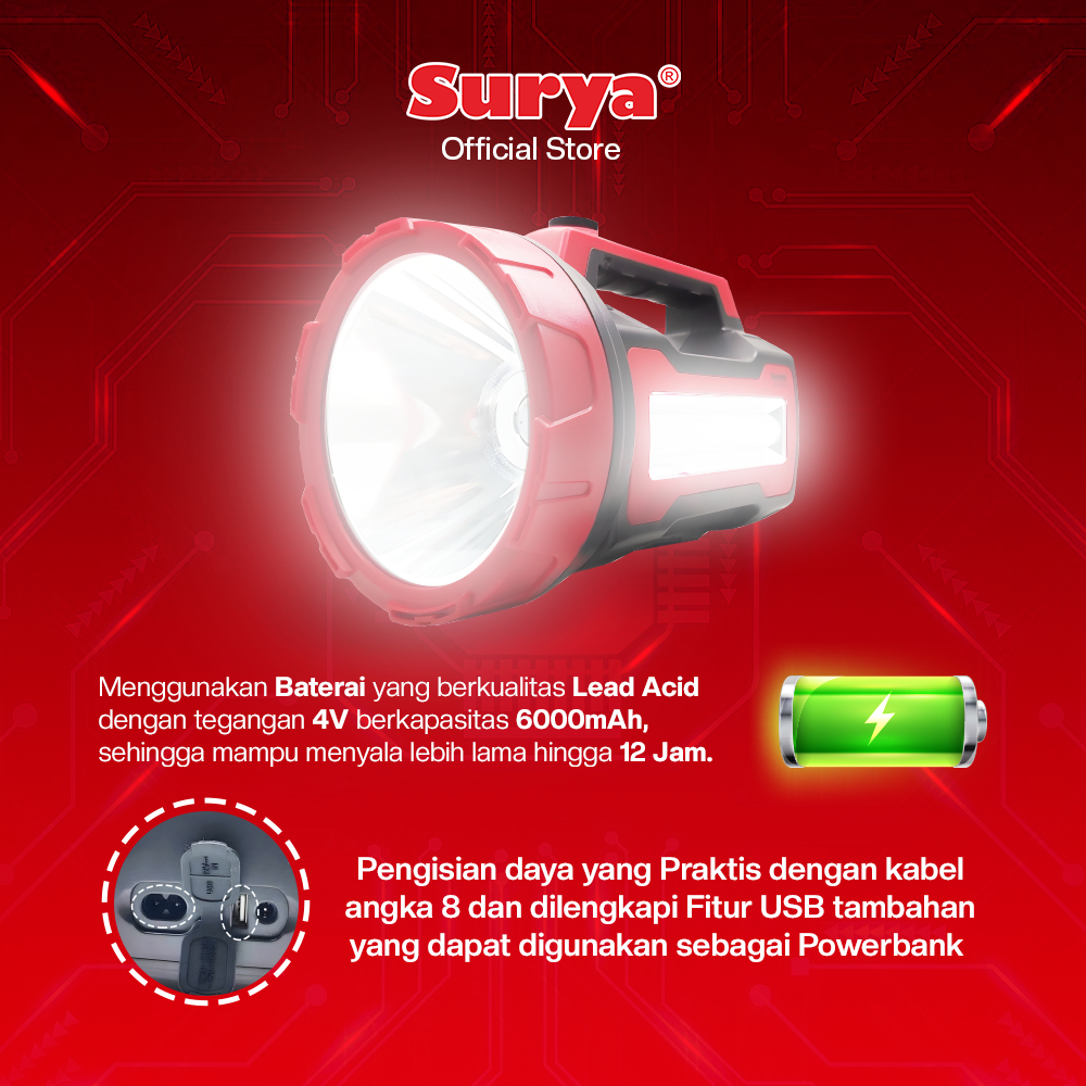 Jual Surya Lampu Senter Besar SHT 40W 15LED + Led Emergency ...