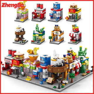 ZhengBo Mainan Balok City Toko McDonald's Model 3D Puzzle Edukasi Mainan Anak Anak 6/7/8 tahun