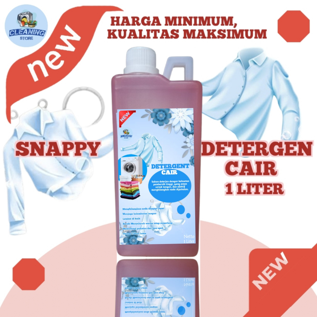 Jual Deterjen cair liquid 1 liter wangi snappy Detergent cair metic