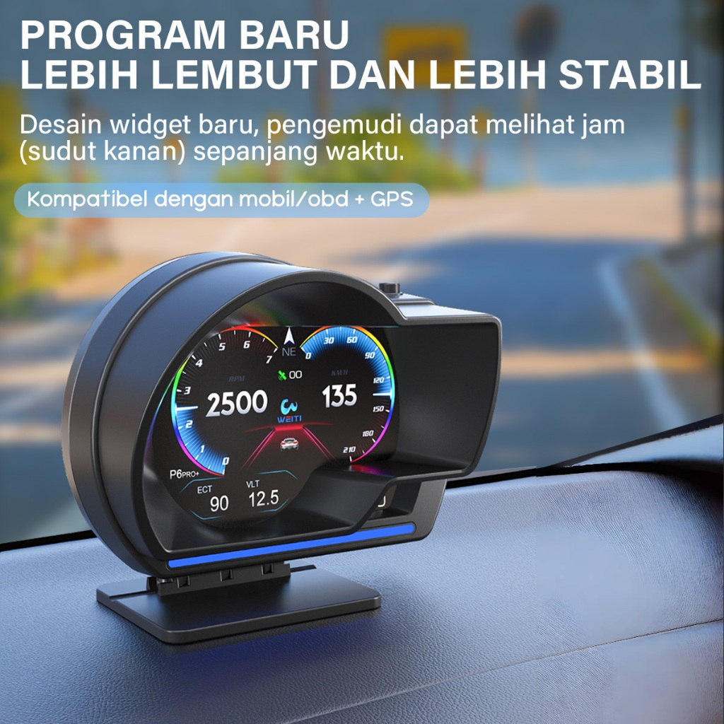 Jual HUD P6PRO Smart Mobil Layar Display OBD2 + GPS Sistem Ganda Mobil ...